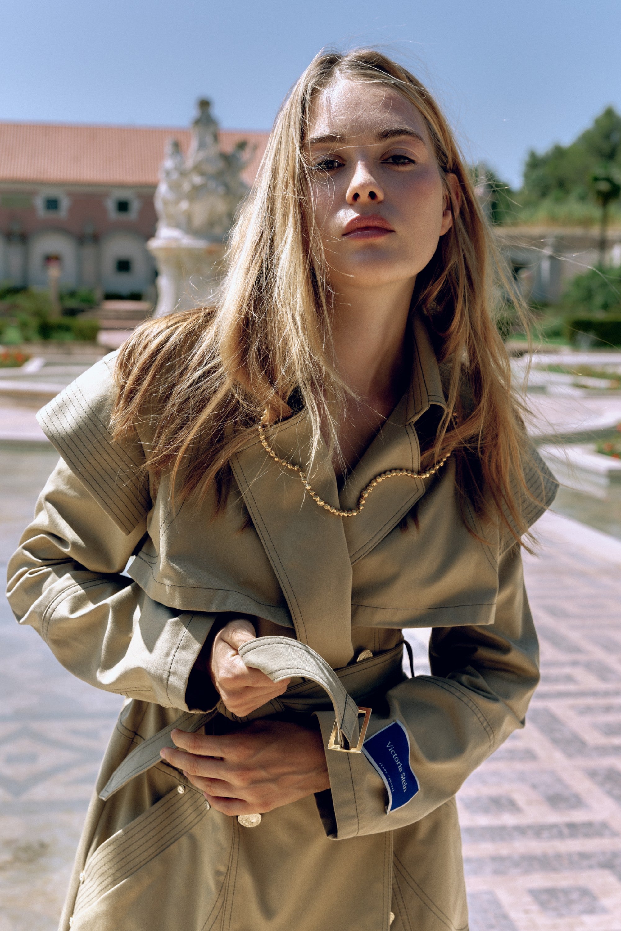 Beige trench coat