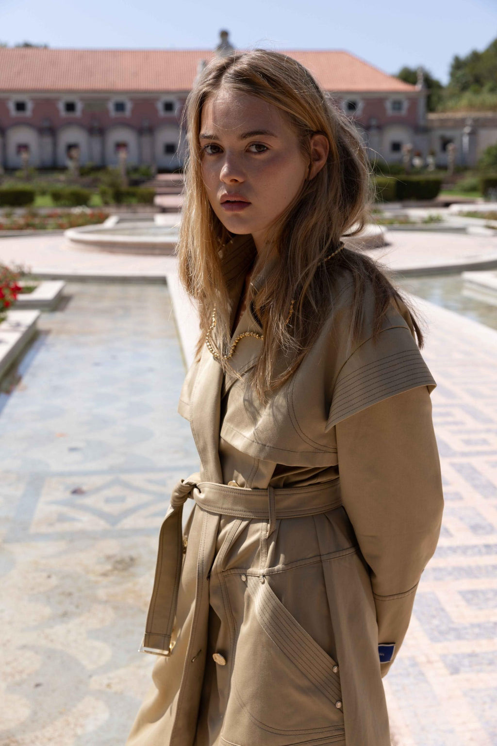 Beige trench coat