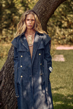 Denim trench coat